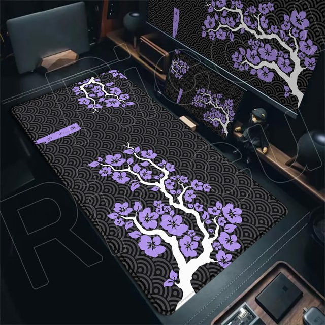 Riccu Sakura Gamer Mauspad XXXL Schreibtischunterlage Lila Kirschblüten B: 120 cm, T: 60 cm - Bild 1
