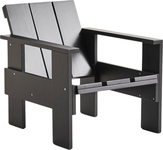 HAY Crate Lounge Chair aus lackiertem Kiefernholz in Schwarz für Terrasse, Balkon und Garten - Bild 1