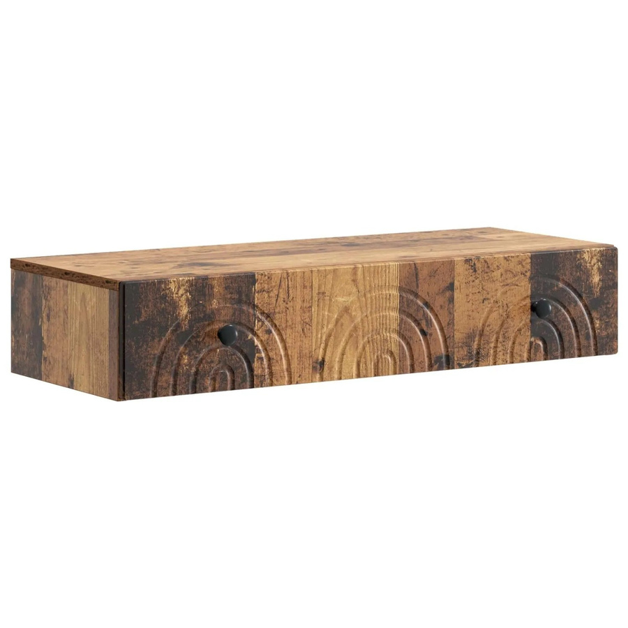 vidaXL Wandmontierter Beistelltisch aus Altholz in Braun, B/T/H: 87,5 x 34,5 x 17 cm - Bild 2
