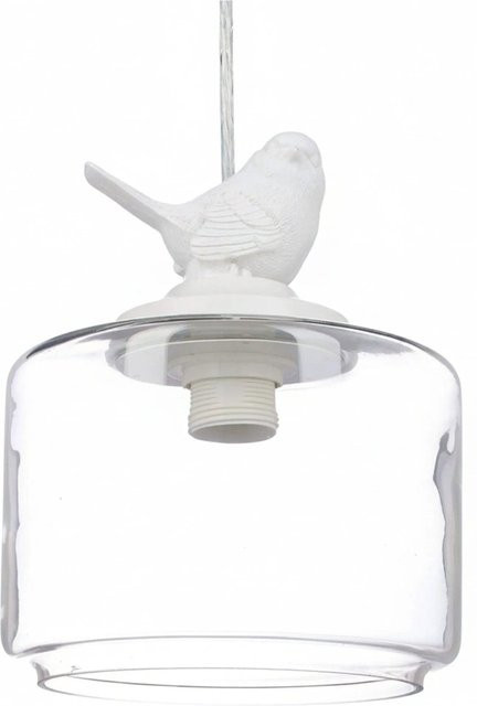 Relaxdays Pendelleuchte Vogelfigur aus Glas und Metall in Weiß und Transparent, B/T/H: 120 x 20 x 20 cm - Bild 1