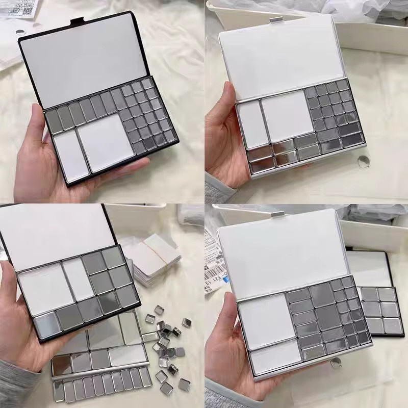 Tragbare Reise-Aquarellfarbkiste mit magnetischer Palette und Gitter-Kunstbedarf in Silber - Bild 3