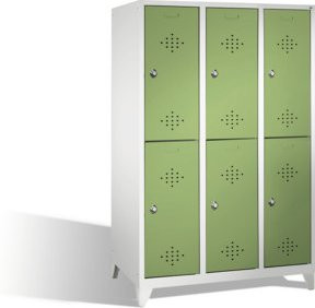 C+P Doppelstockspind Classic mit 6 Fächern und Türen, Korpus Lichtgrau, Front Resedagrün, H x B x T: 185 x 120 x 50 cm - Bild 1
