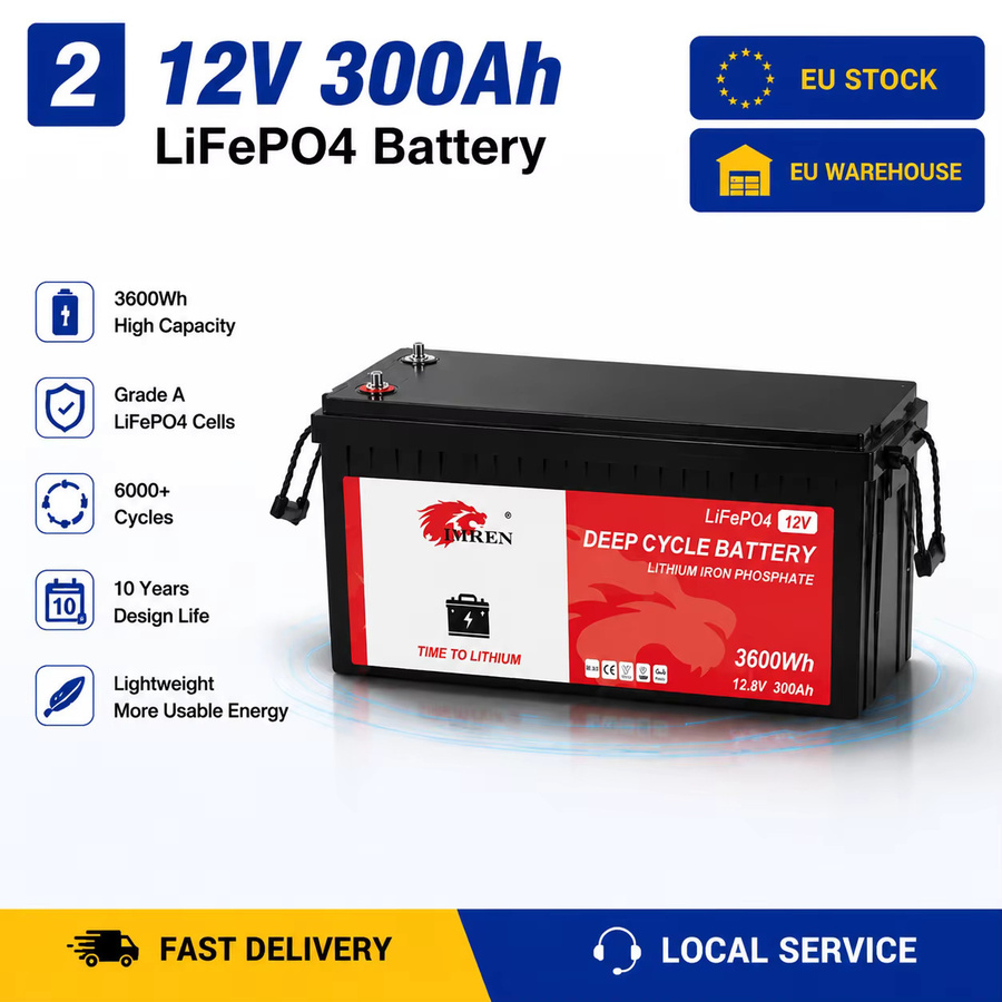 LiFePO4 Deep-Cycle-Batteriezellen 12V 300Ah Qualität A+ für Wohnmobile, Boote und Solaranlagen in Schwarz - Bild 2