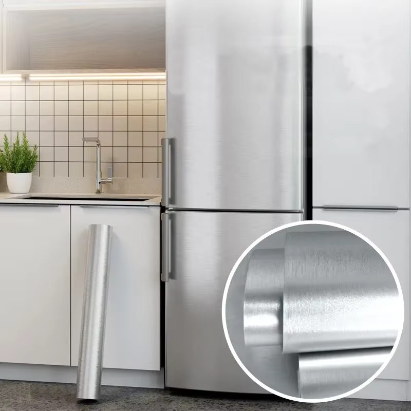 Selbstklebende Wandtapete in gebürsteter Silber-Optik aus Metall für Küche und Wohnzimmer, Breite: 40 cm - Bild 2