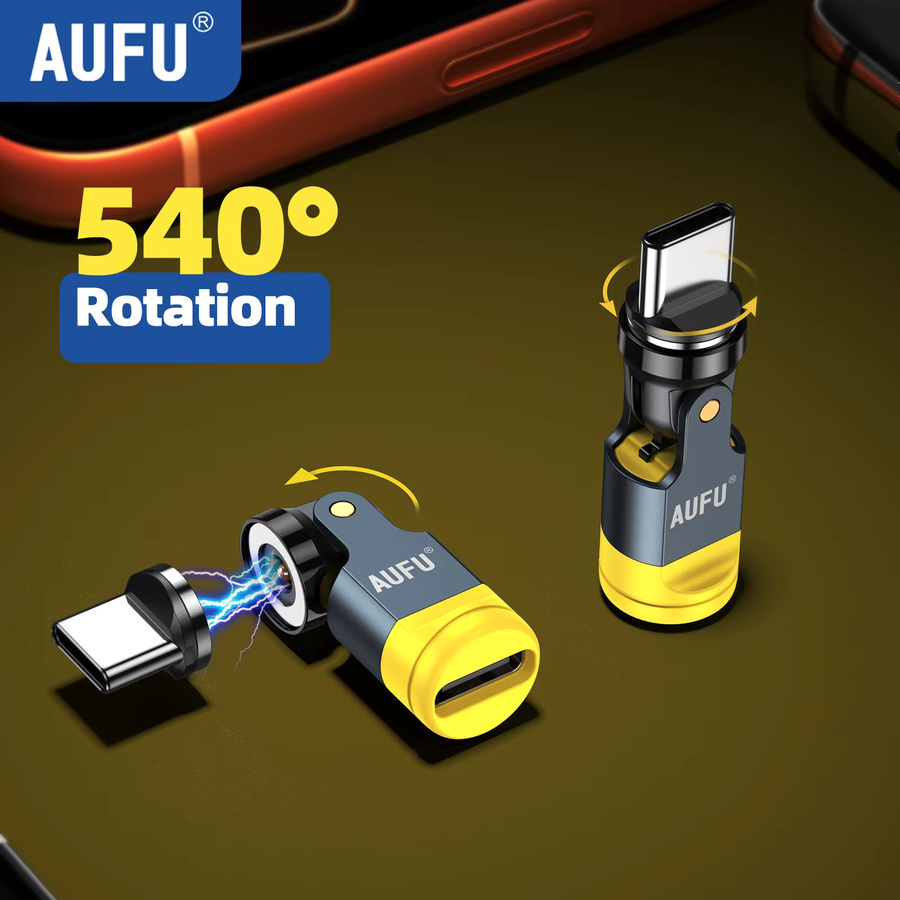 AUFU 540 Grad drehbarer magnetischer USB auf Typ-C Adapter als Ladekabel und Buchsenkonverter für Mobiltelefone - Bild 6