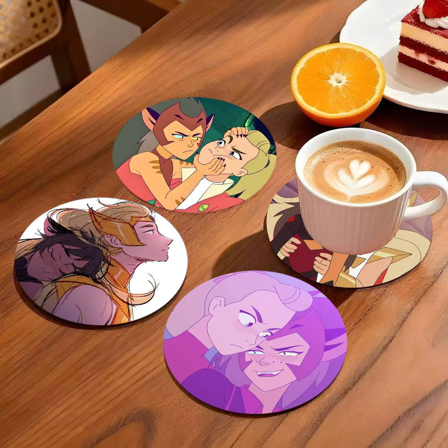 C-Catradora Shera Vintage Anime Untersetzer aus Holz, rund, braun/mehrfarbig - Bild 2