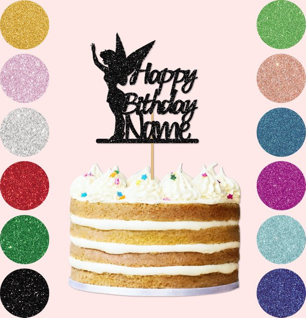 Personalisierter Glitzer-Kuchenaufsatz Feen-Engel mit individuellem Namen von cyuan zur Dekoration für Meilenstein-Geburtstagsfeiern - Bild 1