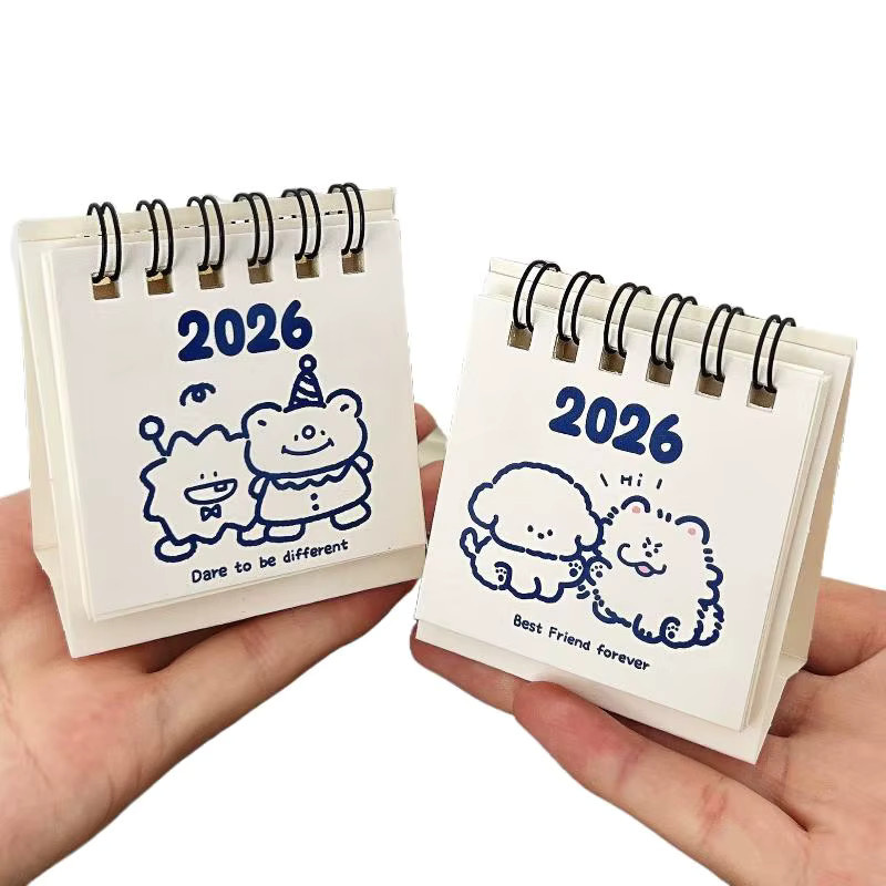 Mini-Cartoon-Kalender 2026 als tragbarer Tagesplaner und Desktop-Dekoration in Weiß - Bild 7