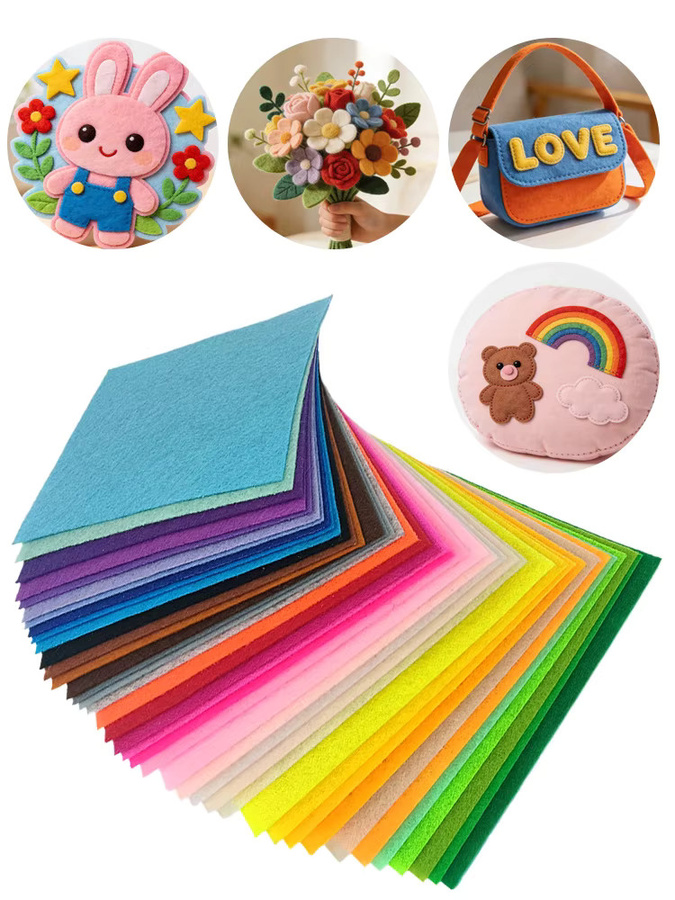 Bunte Filzstoffteile für Bastelarbeiten und Dekorationen, Multicolor, B/H: 20 x 30 cm, Dicke: 0,1 cm - Bild 7