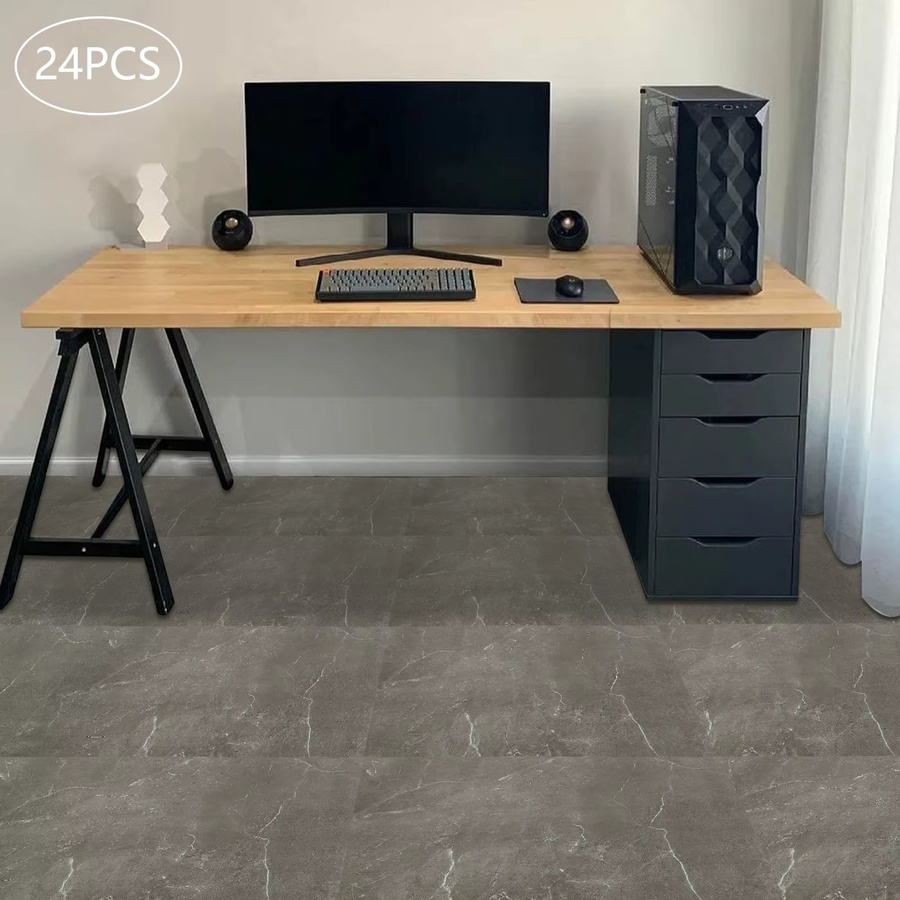 24 Stück selbstklebende Vinyl-Bodenbeläge aus PVC in Grau, rutschfest und wasserdicht, B/H: 60 x 30 cm, 4,32 m² - Bild 3