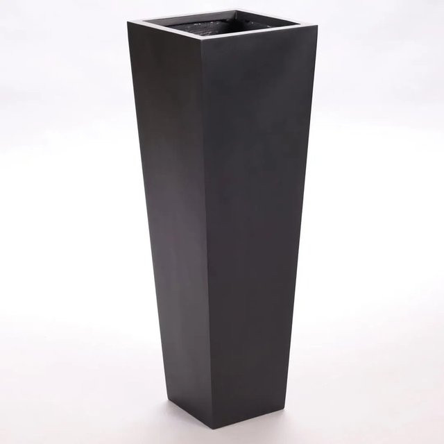 Elegant Einrichten Pflanzkübel Säule konisch aus Fiberglas in Schwarz matt, B/T/H: 30 x 30 x 90 cm - Bild 1