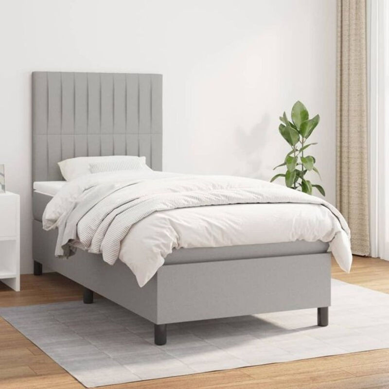 Vidaxl Boxspringbett mit Matratze aus Stoff in Grau, B/T/H: 80 x 200 cm - Bild 1
