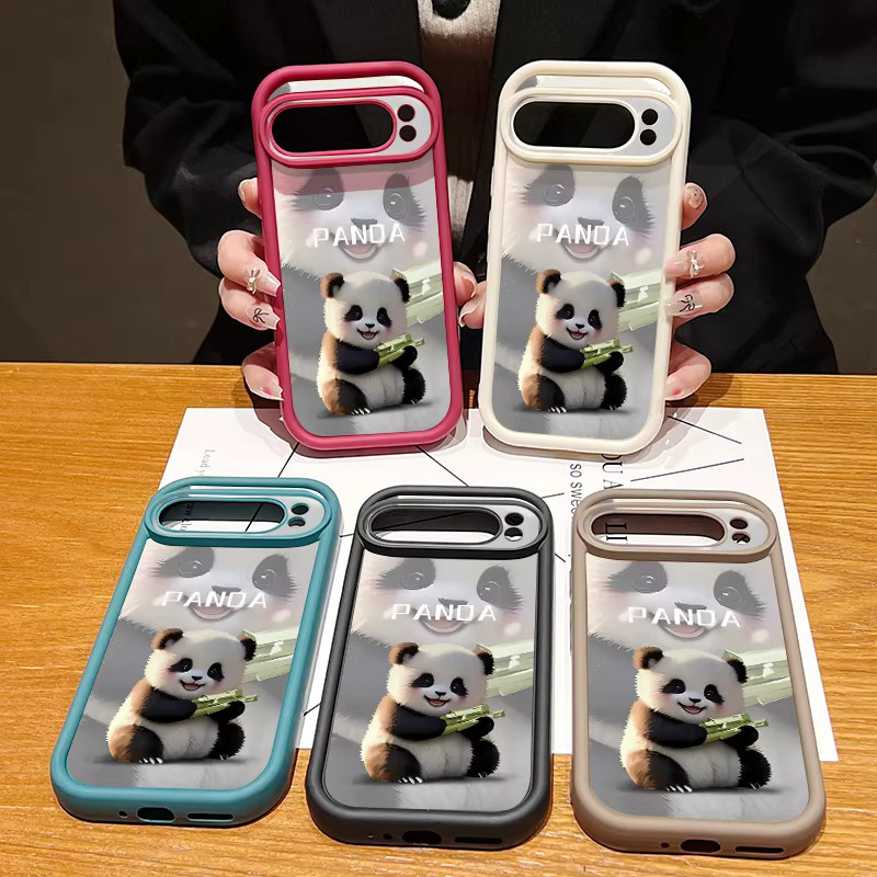 Stoßfeste Silikon-Handyhülle mit Cartoon-Panda-Muster für Google Pixel 10, 9 Pro XL, 9, 8 Pro, 9A, 8A, 7A in Rot - Bild 3