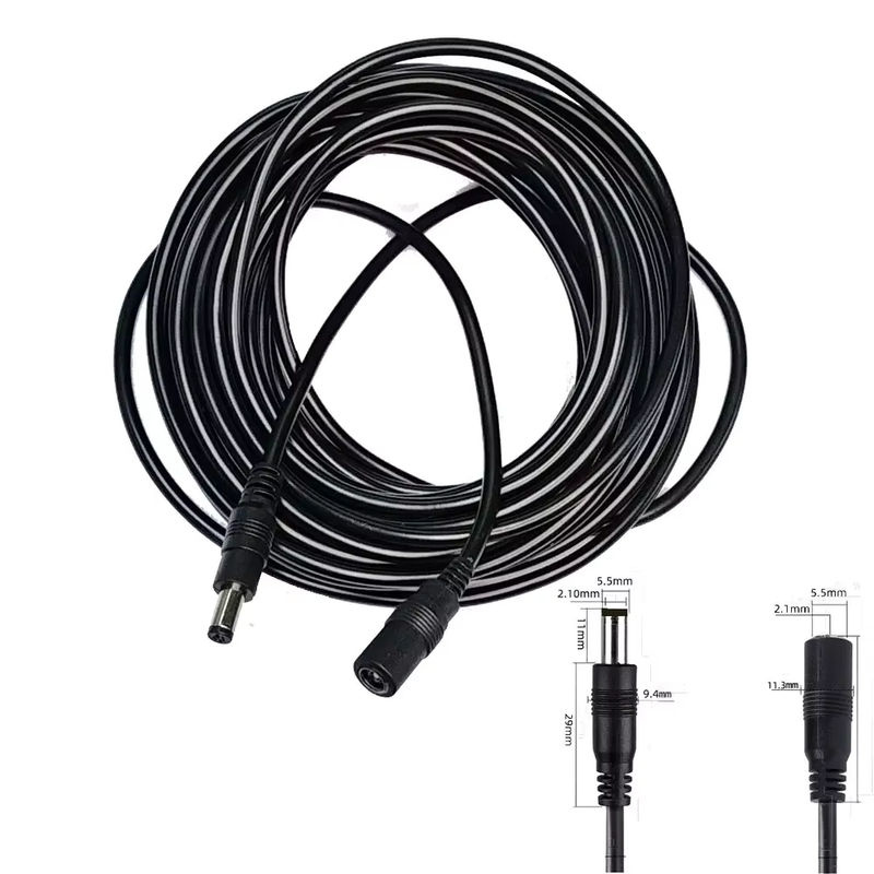 MJJC DC Power Stecker Verlängerungskabel mit 5,5mm x 2,1mm Hohlstecker, Männlich zu Weiblich, Schwarz - Bild 2