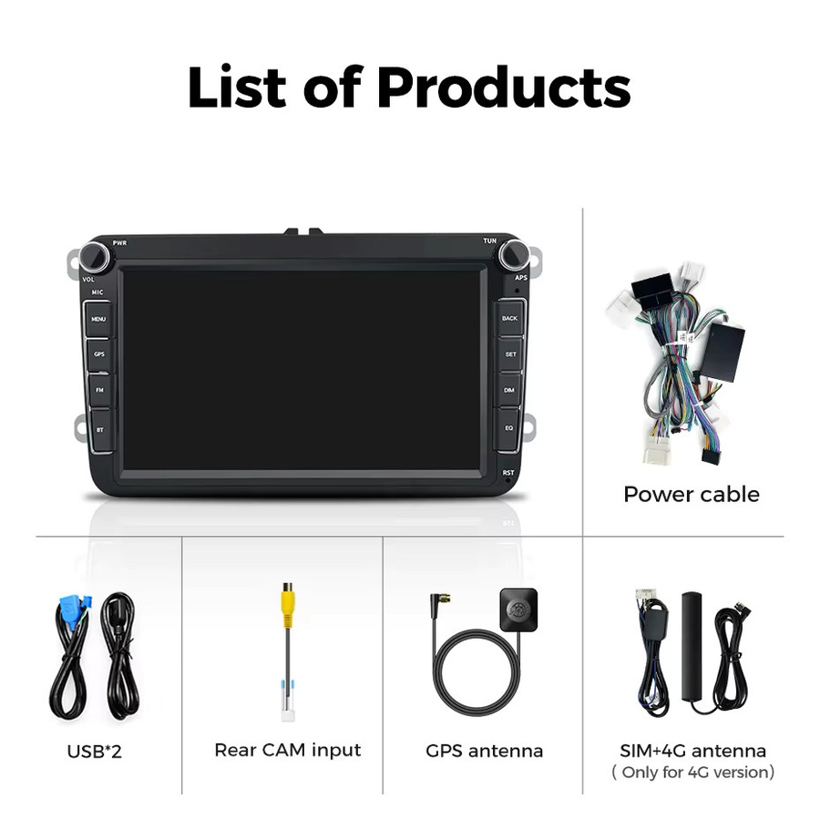 COOROAD Android 14.0 Auto-Multimedia-Player mit CarPlay, GPS Navigation, 4G und WiFi in Schwarz für VW Tiguan Touran Passat sowie Skoda und Seat - Bild 4