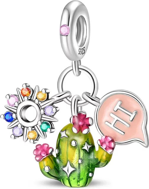 Charms Original Anhänger Kaktus Pflanze, 925 Sterling Silber vergoldet, Damen - Bild 1
