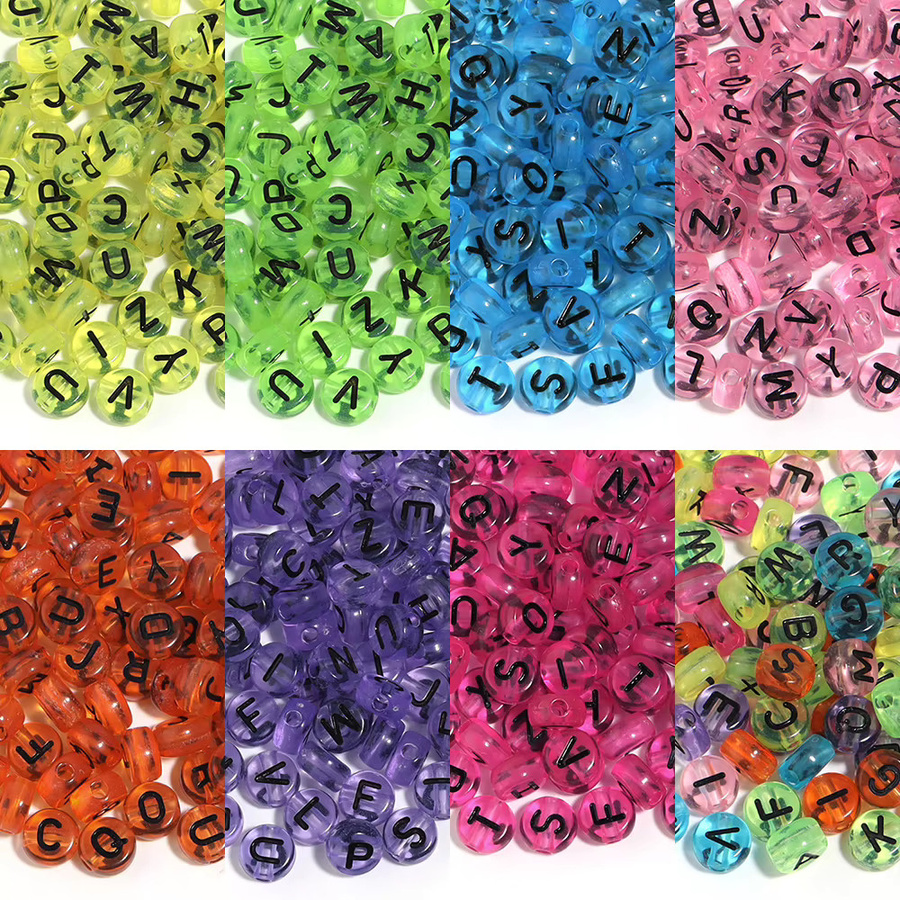 Lingsai Buchstaben Perlen Acryl, Transparent, Rund, 7 x 7 mm, Unisex - Bild 2