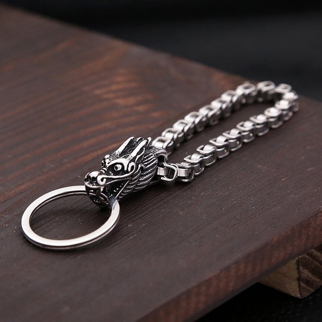 owlucky Schlüsselanhänger Drachen Kopf, Edelstahl, Unisex - Bild 1