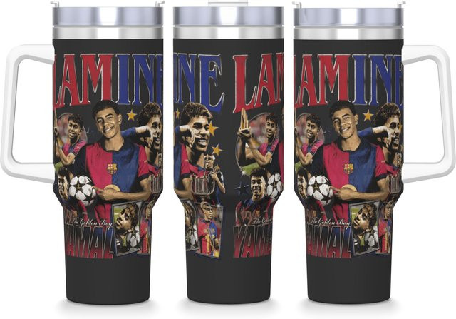 FootballStar L-Lamin y-Yamal Edelstahl-Thermobecher mit Strohhalm, Multicolor, 1,18 l - Bild 1