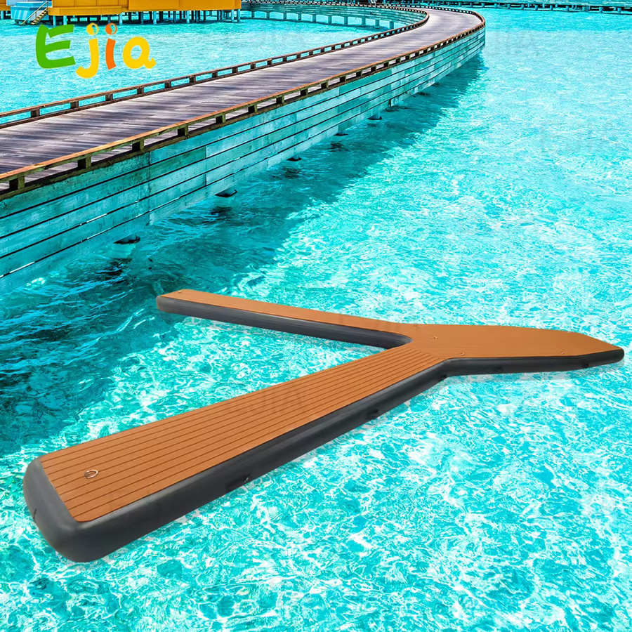 Ejia Aufblasbare Schwimmplattform Jet Ski Dock mit rutschfestem Y-Ponton, Schwarz, Länge: 6 m - Bild 2