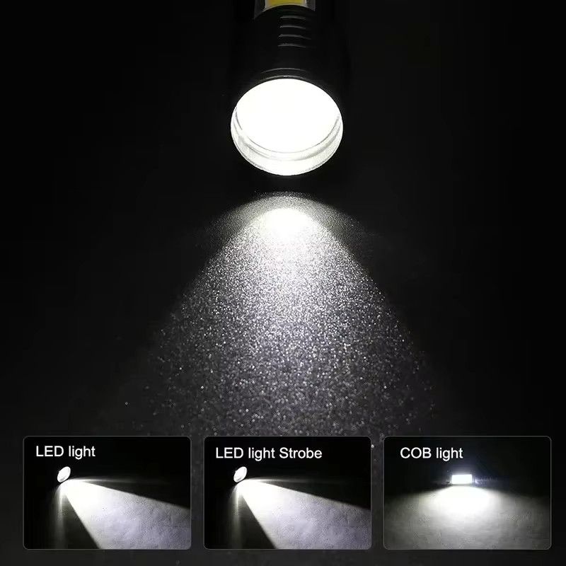 Heinast Mini COB LED Taschenlampe wiederaufladbar mit Zoom und Stift-Clip, taktische wasserdichte Notfall-Taschenlampe für Outdoor und Camping - Bild 2