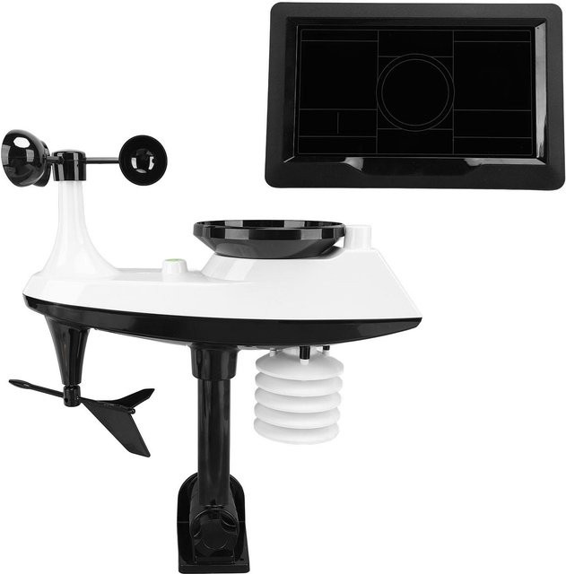 Aimo Wettervorhersageuhr mit LCD-Farbdisplay und Regenmesser in Weiß - Bild 1