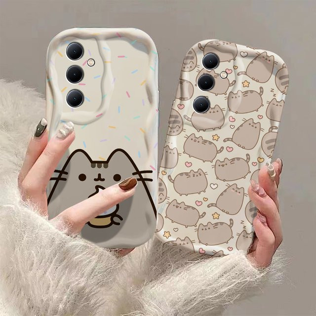 Pusheen Katze 3D Wellen Design Schutzhülle für Samsung Galaxy A73 A72 A71 A55 A54 A53 A35 A34 A33 A25 A24 A23 A15 A14 A13 A05 A04 A03 4G 5G in Multicolour - Bild 1
