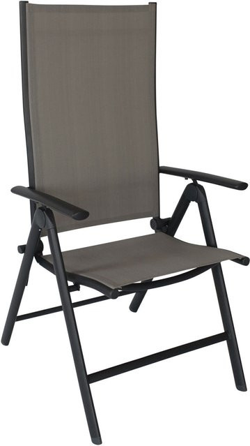 Villana Sylvania Klappstuhl aus Aluminium und Textilene in Anthrazit/Grau mit Armlehnen, H x B x T: 113 x 58 x 67 cm - Bild 1