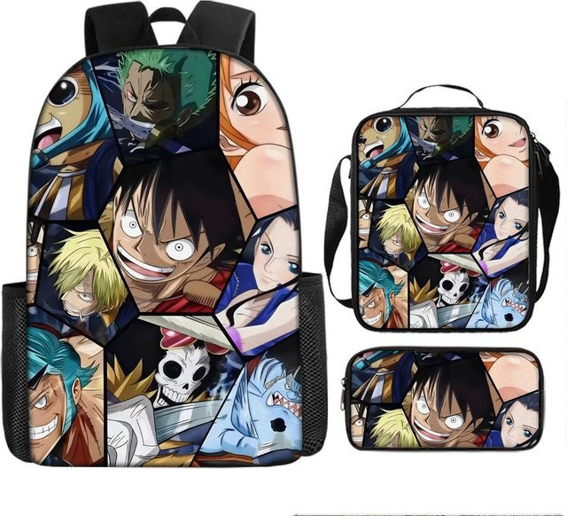 One Piece Schultaschen-Set Luffys Seefahrer-König Design in Multicolour bestehend aus drei Teilen - Bild 1