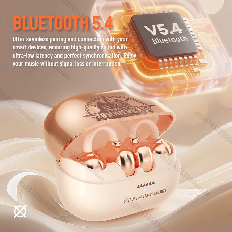 Zombiescat B15 OWS Ohrclip-Kopfhörer in Beige mit 360° Immersive Stereo, Bluetooth 5.4, IPX4 wasserdicht und True Wireless Sport TWS Kopfhörer - Bild 1