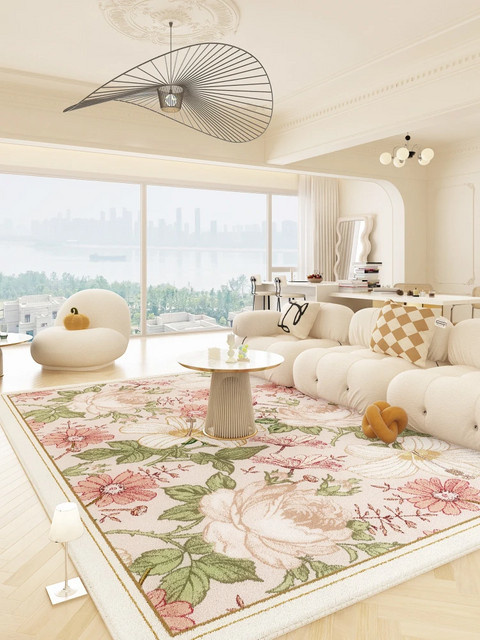 VIKAMA Wohnzimmerteppich mit floralem Design in Multicolour, moderner Teppich für Wohnzimmer, Schlafzimmer und Kinderzimmer - Bild 1