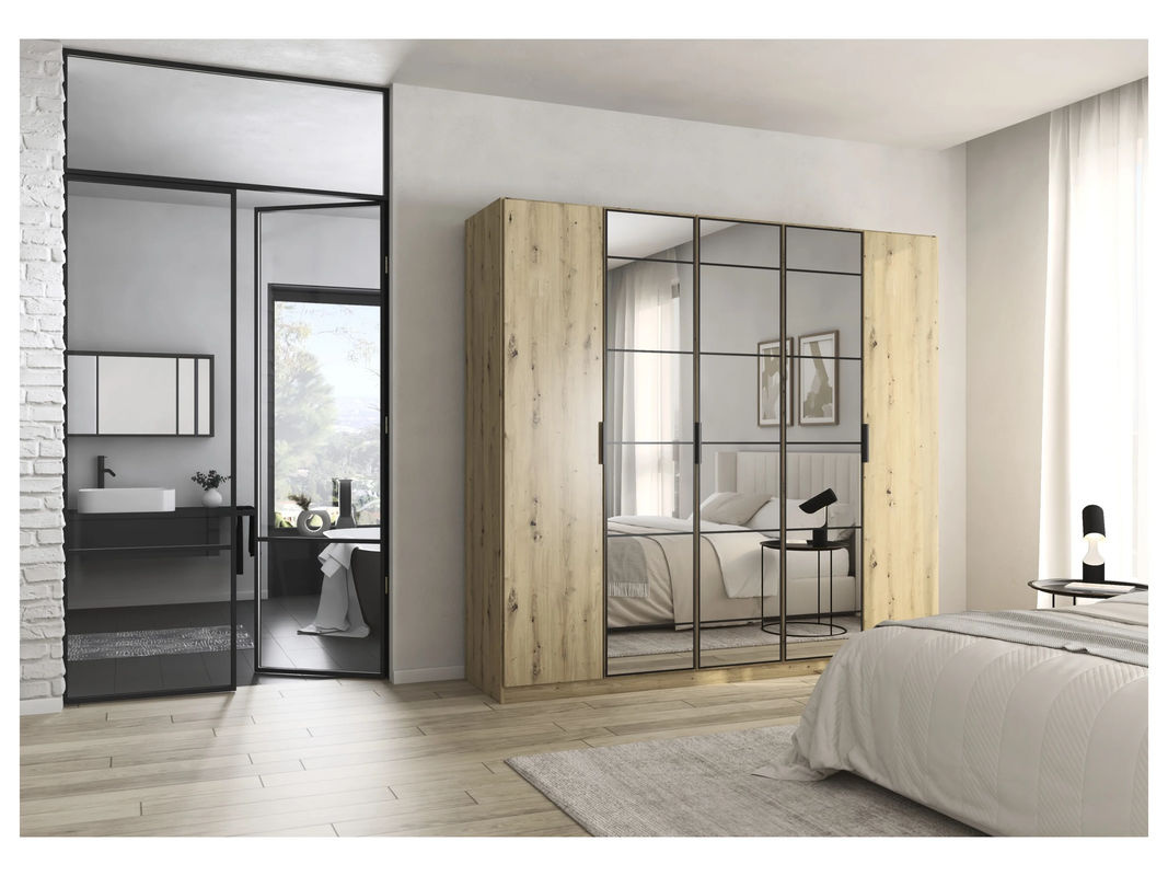 RAUCH Acero Drehtürenschrank in Eiche Artisan mit Spiegeltüren, B/H/T: 226 x 210 x 54 cm - Bild 2