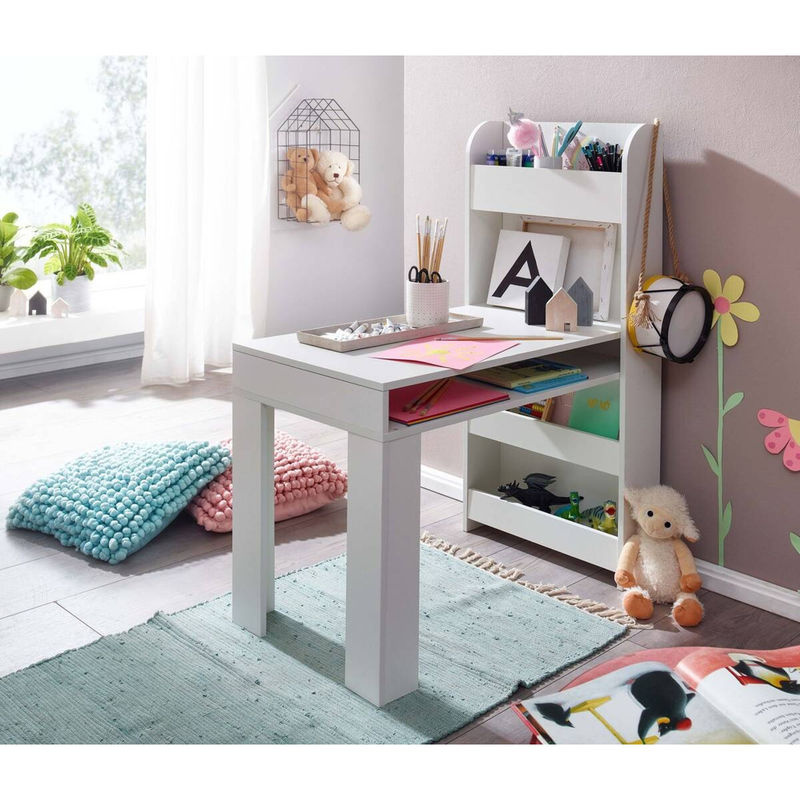 Wohnling Kinderschreibtisch modern in Weiß B/H/T: 90 x 110 x 50 cm - Bild 3