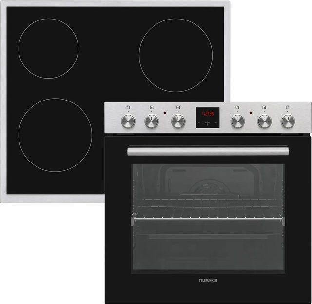 Telefunken Einbauherd-Set B-HS-75-C-I in Silber/Schwarz mit Glaskeramik-Kochfeld, 4 Zonen und 78 Liter Backofenvolumen - Bild 1
