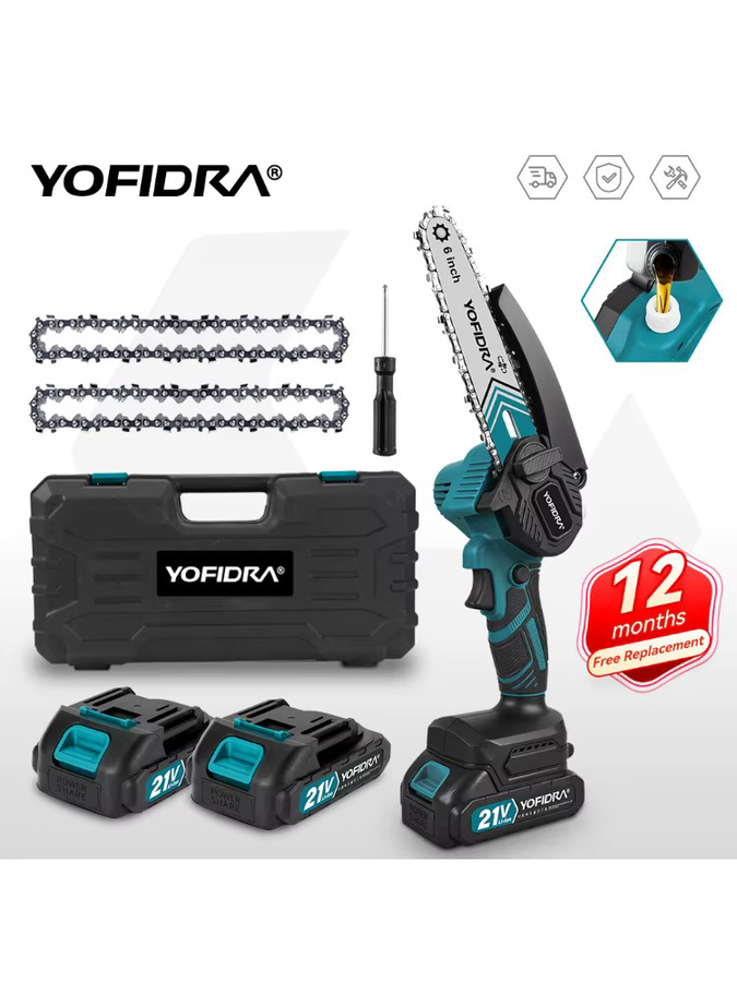 YOFIDRA Elektrische Akku-Kettensäge mit Öler für Makita LXT Batterien zum Schneiden von Holz und Ästen - Bild 7