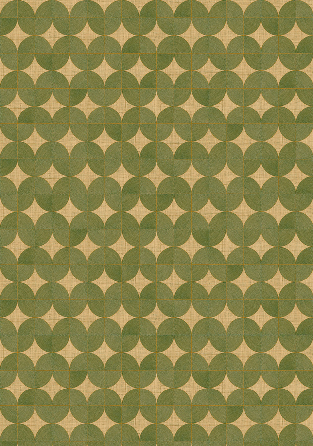 Élitis Wallpaper Courbes VP 995 60 in Grün mit abstraktem geometrischem Design - Bild 1