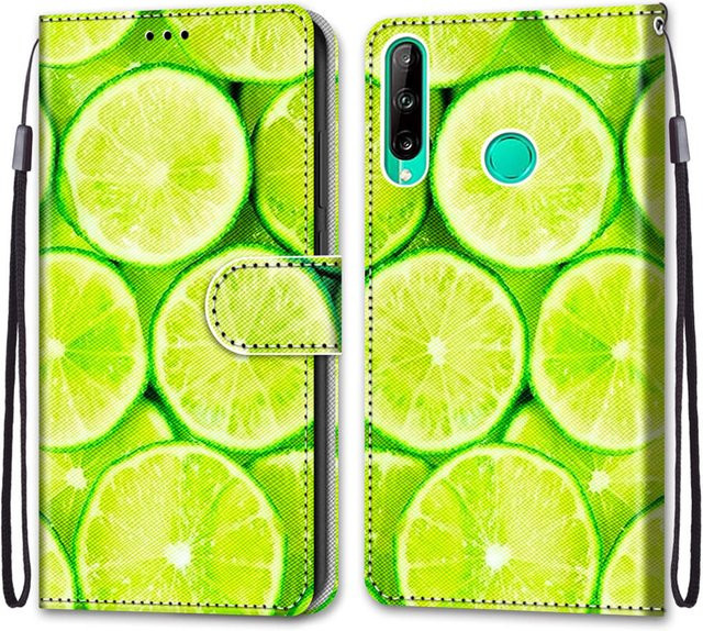 Luxuriöse Huawei Handyhülle aus lackiertem Leder im Brieftaschen-Stil, Farbe: Grün - Bild 1