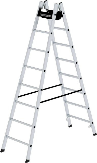 PROREGAL Sprossen-Stehleiter mit 2 x 8 Sprossen in Silber - Bild 1