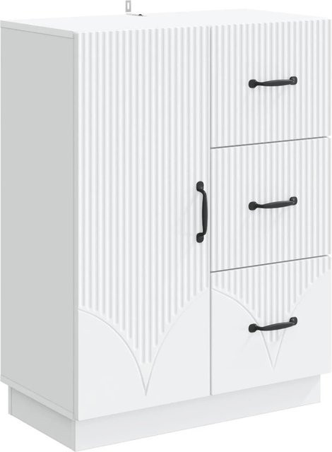 vidaXL Sideboard mit Schubladen Weiß aus Holzwerkstoff B/T/H: 66 x 34,5 x 87 cm - Bild 1