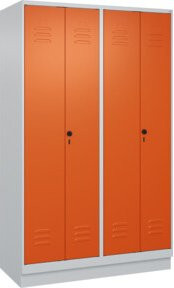 C+P PSA Doppel-Spind Classic PLUS mit Sockel, 4 Abteile, Grau/Orange, B/H/T: 120 x 195 x 50 cm, mit Sicherheits-Drehriegel und Soft-Anschlag - Bild 1