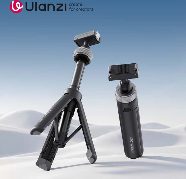 Ulanzi MT95 Tragbares Mini-Stativ und Selfie-Stick in Schwarz für DJI Osmo Action, Insta360 und GoPro geeignet für Vlogs - Bild 1
