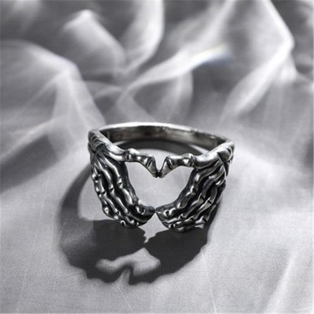Ring Totenkopfhand, Edelstahl, Schwarz, Unisex - Bild 1