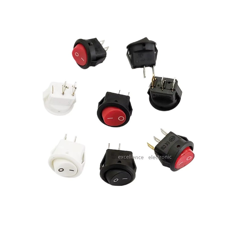 YanYunDZ Runder Wippschalter mit LED, 16 mm, 2 Positionen EIN-AUS, SPST, 3 A/250 V, 6 A/125 V, rot oder schwarz - Bild 2