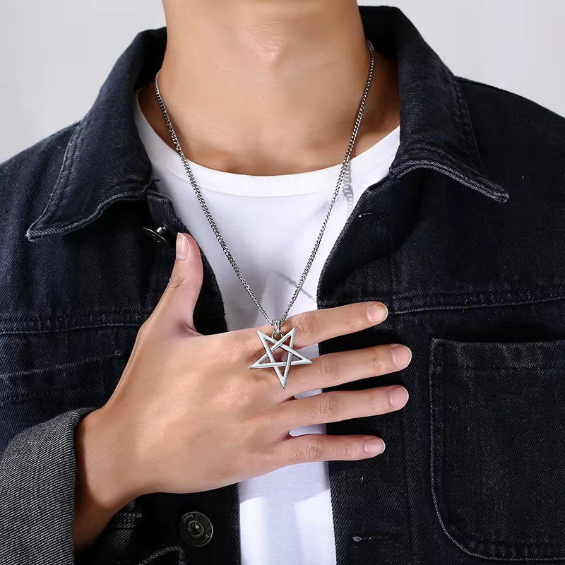 Star Trading Halskette Herren, Edelstahl, Star of David Anhänger, Vintage - Bild 1