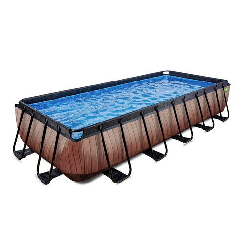 EXIT Wood Pool rechteckiger Rahmenpool in Braun mit Sandfilterpumpe und Poolleiter, B/T/H: 540 x 250 x 100 cm - Bild 2