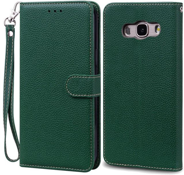 Leder-Flip-Case für Samsung Galaxy J7 2016 (J710, J710F) in Grün - Bild 1