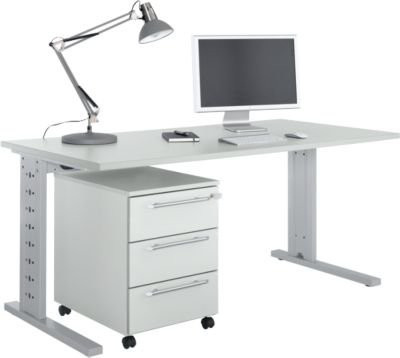Schäfer Shop Select Büromöbelset Moxxo IQ 2-tlg. Schreibtisch mit C-Fuß in Grau, Breite: 160 cm, Tiefe: 80 cm - Bild 1