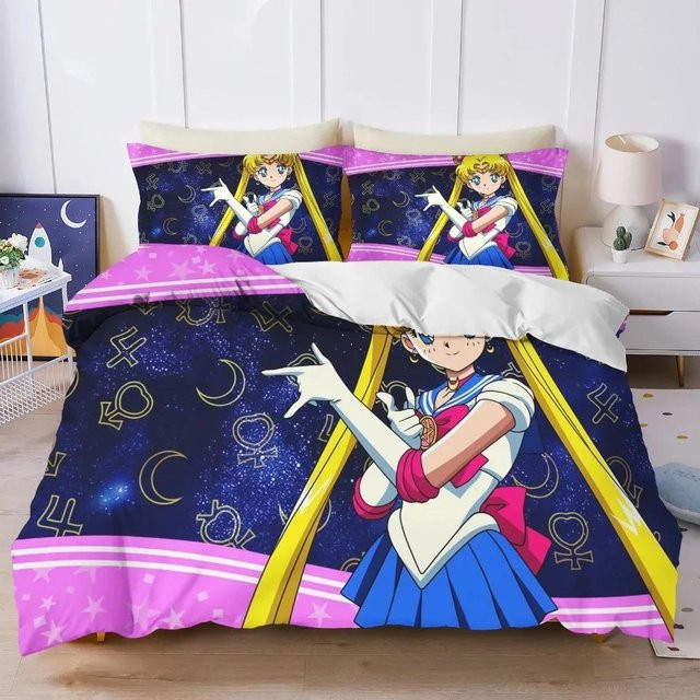 Sailor Moon Bettwäsche Set mit Motivdruck, 3-teilig, Mehrfarbig, B/H: 140 x 200 cm - Bild 1