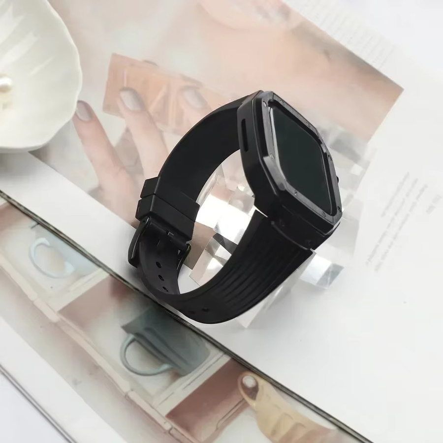 OAKCHARM Uhrenarmband, Legierungsgehäuse, TPU-Armband, Edelstahl-Schnallenband, Apple Watch 45 mm 44 mm - Bild 2