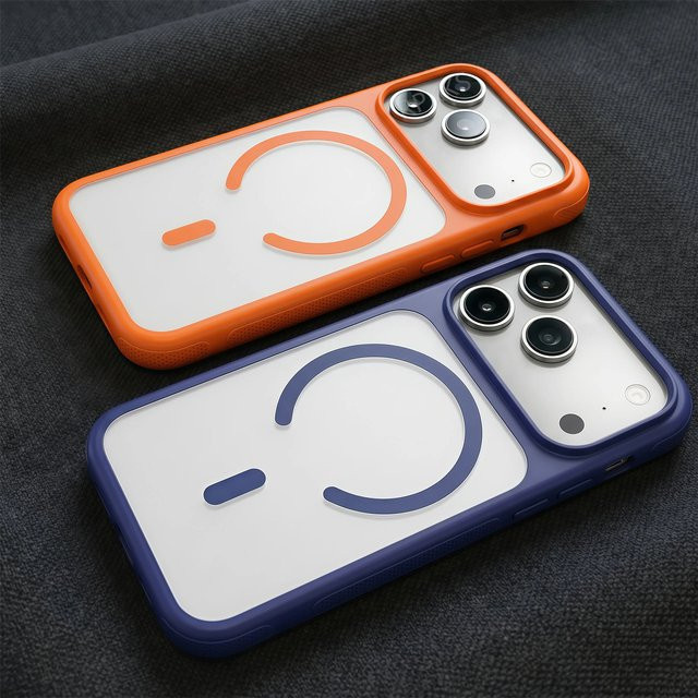 MagSafe Magnetische Handyhülle für iPhone 17 16 15 14 13 12 Pro Max Air mit Metallknöpfen und weichem Stoßfänger in Orange - Bild 1